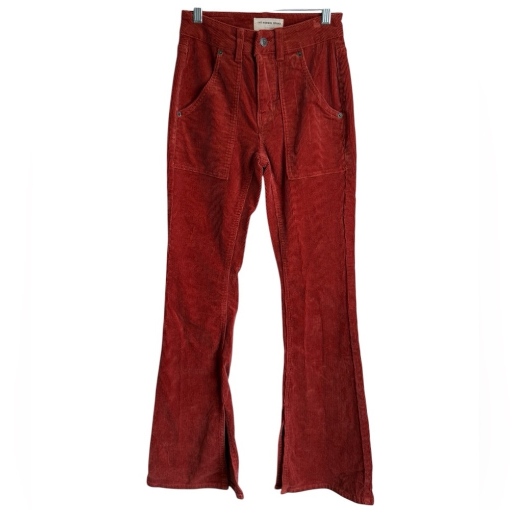 Normal Brand High Rise Cranberry Red Split Flare Cord Pants Size 24